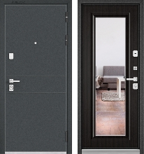 Входные двери БУЛЬДОРС - Стальная дверь Бульдорс Premium 90 чёрный шёлк D-14 / ларче тёмный-зеркало 9S-140