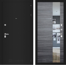 Коллекция CLASSIC шагрень черная - Входная дверь CLASSIC шагрень черная с Зеркалом - Сандал серый горизонтальный