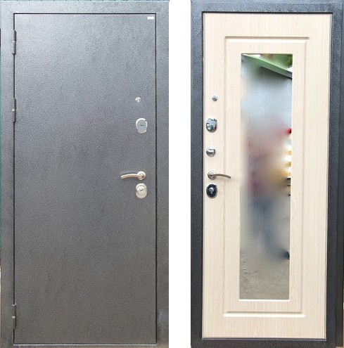 Входные двери с ЗЕРКАЛОМ - ДИВА МД-03 (зеркало) Серебро
