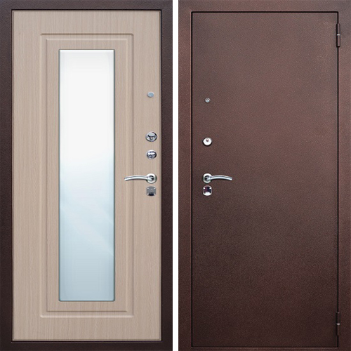 Входные двери с ЗЕРКАЛОМ - Дверь входная с зеркалом «Царское зеркало» (беленый дуб)