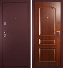 Входные двери с ЗЕРКАЛОМ - Входная металлическая дверь Сударь 3 Cisa (Брусничный бархат / Орех тиснёный)