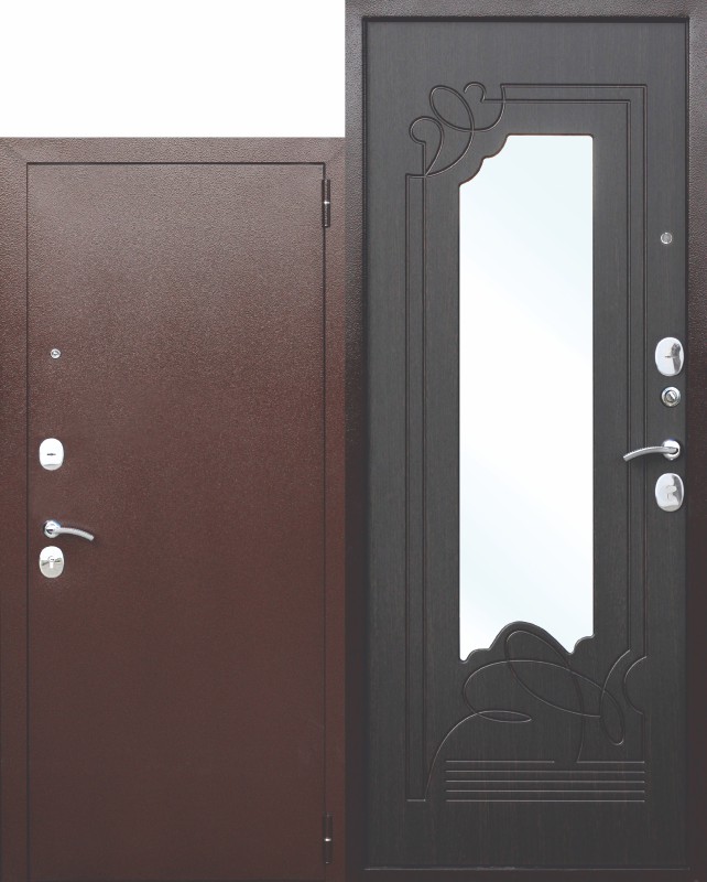 Входные двери  ФЕРРОНИ - Входная металлическая дверь с зеркалом Ампир Венге