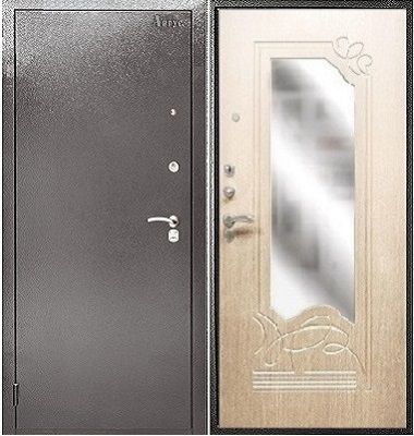 Входные двери АРГУС - Дверь Аргус ДА-8 серебряный антик/беленый дуб с зеркалом