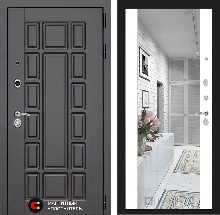 Входные двери с ЗЕРКАЛОМ - Входная дверь NEW YORK с широким зеркалом - Белый soft