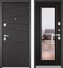 Входные двери БУЛЬДОРС - Стальная дверь Бульдорс Premium 90 РР графит софт / шамбори тёмный-зеркало 9S