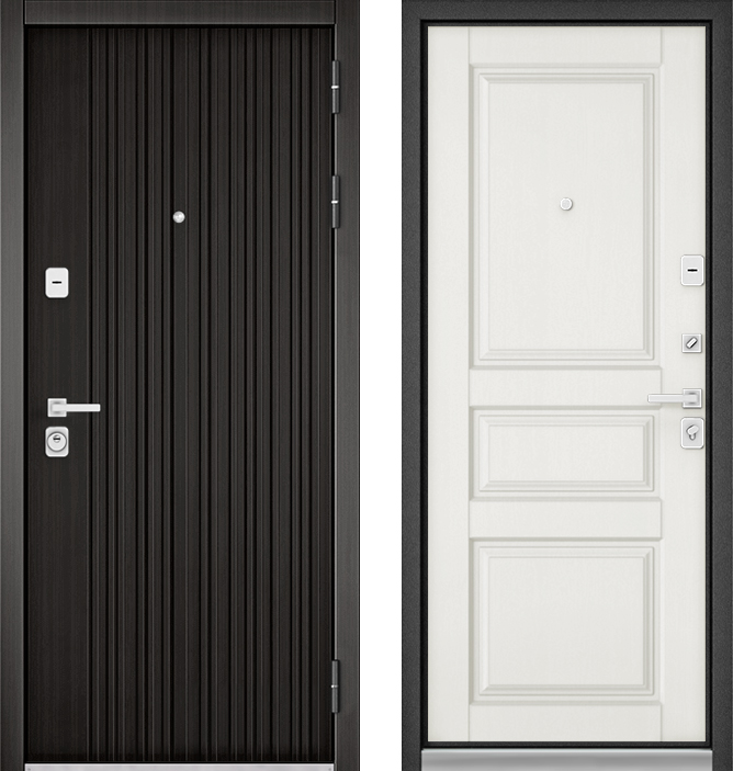 Входные двери БУЛЬДОРС - Стальная дверь Бульдорс Premium 90 РР ларче тёмный / дуб белый матовый 9РD-2