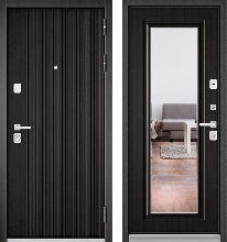 Входные двери БУЛЬДОРС - Стальная дверь Бульдорс Premium 90 РР ларче тёмный / ларче тёмный-зеркало 9S-140