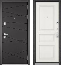 Входные двери БУЛЬДОРС - Стальная дверь Бульдорс Premium 90 РР графит софт / дуб белый матовый 9PD-2