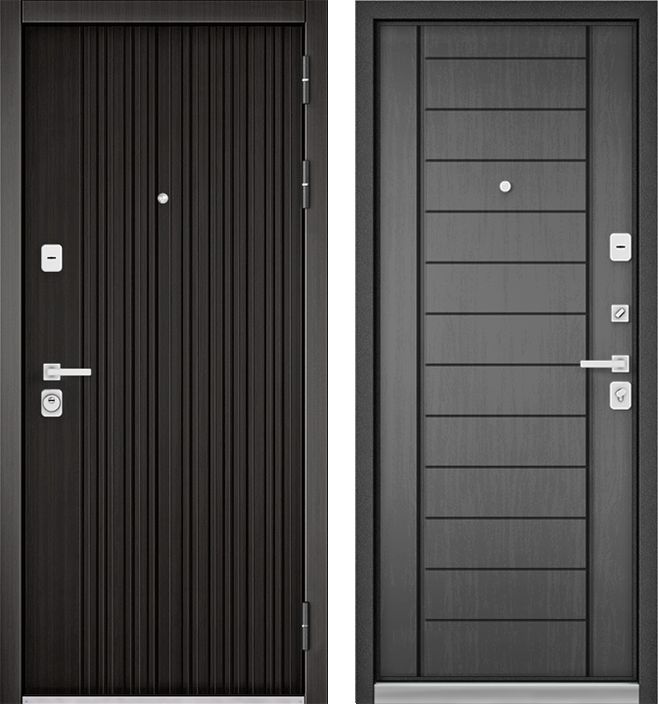Входные двери БУЛЬДОРС - Стальная дверь Бульдорс Premium 90 РР ларче тёмный / серый дуб 9Р-137