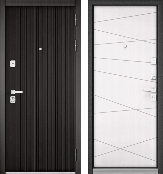 Входные двери БУЛЬДОРС - Стальная дверь Бульдорс Premium 90 РР ларче тёмный / белый софт 9Р-130