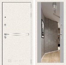 Коллекция Line WHITE - Входная дверь Лайн WHITE с широким зеркалом - Грей soft