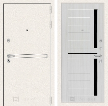 Коллекция Line WHITE - Входная дверь Лайн WHITE 02 - Сандал белый, стекло черное