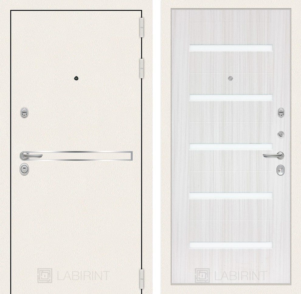 Коллекция Line WHITE - Входная дверь Лайн WHITE 01 - Сандал белый, стекло белое