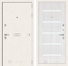 Коллекция Line WHITE - Входная дверь Лайн WHITE 01 - Сандал белый, стекло белое
