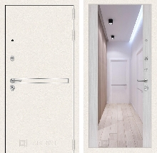 Коллекция Line WHITE - Входная дверь Лайн WHITE с широким зеркалом - Сандал белый