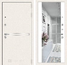 Коллекция Line WHITE - Входная дверь Лайн WHITE с широким зеркалом - Белый soft