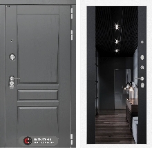 Коллекция Платинум   Коробка изнутри белая от 39900 - Входная дверь Платинум с тонированным Зеркалом Максимум - Черный кварц