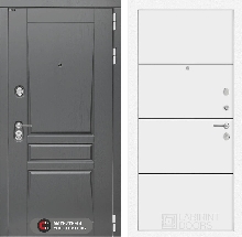 Коллекция Платинум   Коробка изнутри белая от 39900 - Входная дверь Платинум 25 - Белый софт, черный молдинг